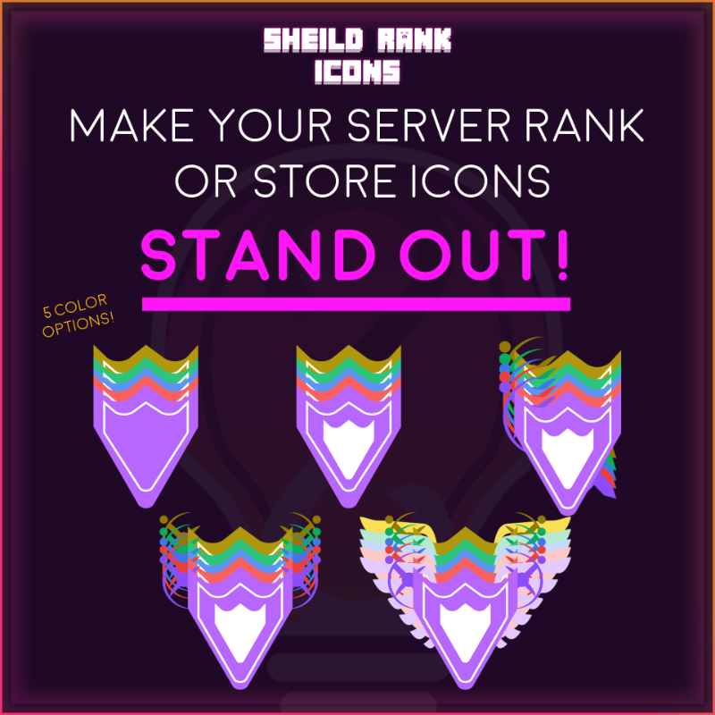 5 Shield Rank Icons | Minecraft Rank & Store Graphics